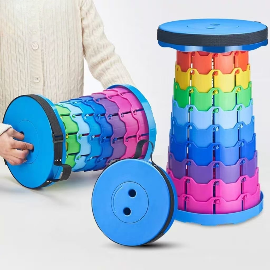 Outdoor Sport Chairs - Rainbow Telescopic Camping Stool Portable Thickened
